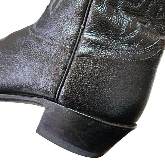 Justin Boots sz 12 D Mens Black Western Leather Rodeo Boots Mid Calf Cowboy - Picture 9 of 14